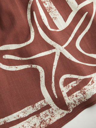Linen-blend Starfish & Shell Graphic Oversized Smock Mini Dress
