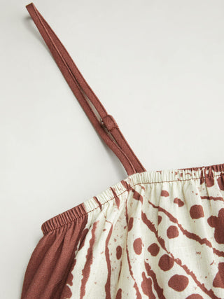 Linen-blend Starfish & Shell Graphic Oversized Smock Mini Dress
