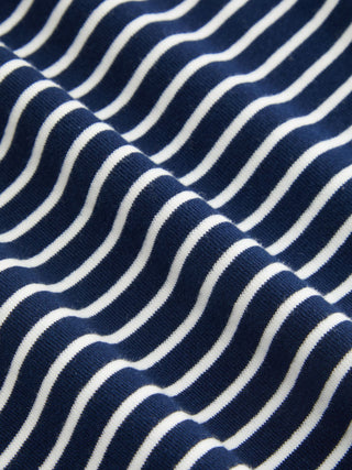 Cotton-blend Striped Asymmetrical Neck Short Sleeve Tee
