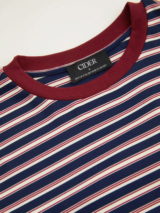 Stripe Dog Graphic Middle Sleeve Oversized Tee
