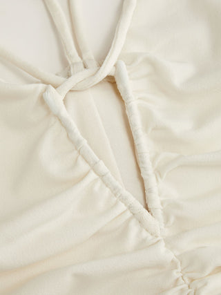 V-neck Criss Cross Ruched Drawstring Slim Cami Top