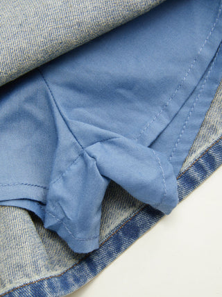 Denim Low Rise Washed Wrap Pocket A-line Mini Skort