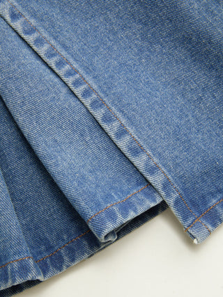 Denim Low Rise Washed Wrap Pocket A-line Mini Skort