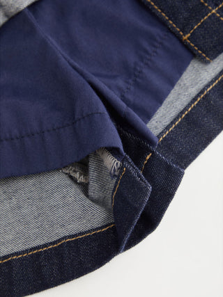 Stretch Denim Low Rise Metal Detail Split Mini Skort