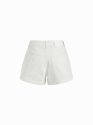 Denim Mid Rise Metal Detail Pocket Shorts
