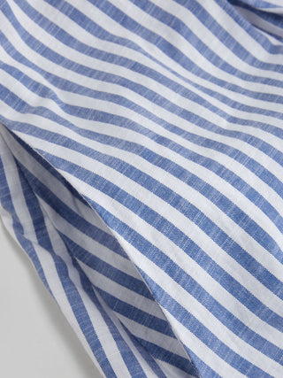 Cotton-blend Striped Mid-length Sleeve Draped Shirt Maxi Dress