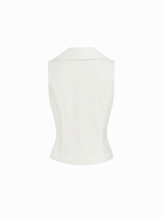 Linen-blend Linen-blend Shawl Collar Vest & Mid Rise Pleated Mini Skirt Set For Daily Casual Work