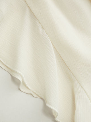 Chiffon Textured Chiffon Scoop Neck Ruffle Sleeve Ruched Bowknot Blouse For Daily Casual Date