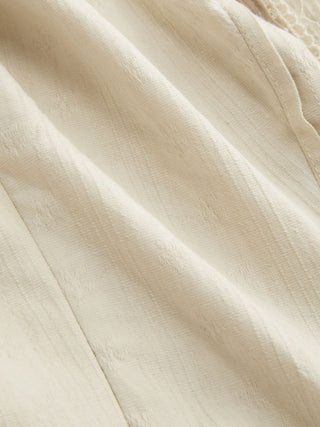 Cotton Cotton-blend Textured Halter Neck Ruffled Shirred Blouse For Daily Casual Date