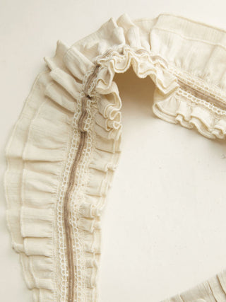 Cotton Cotton-blend Textured Halter Neck Ruffled Shirred Blouse For Daily Casual Date
