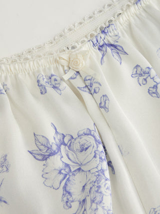 Satin Satin Floral Lace Trim Cami Top & Mid Rise Shorts Loungewear Set For Home Bedroom