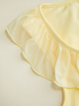 Jersey V-neck Ruffled Bowknot Ruched Tank Top For Daily Casual Date