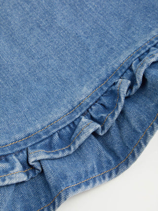 Washed Denim Low Rise Elastic Waist Wide Leg Cropped Bloomer Jeans