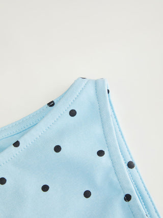 Cotton-blend Boat Neck Knotted Polka Dot Ruched Tank Top
