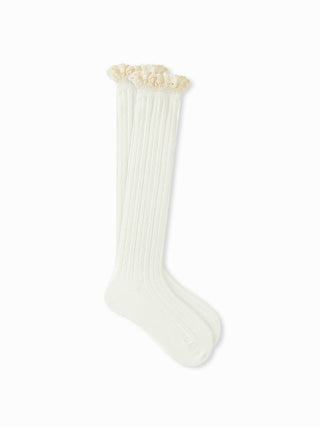 Cotton CRIMPED TRIM OVER THE CALF SOCKS For Daily Casual Picnic