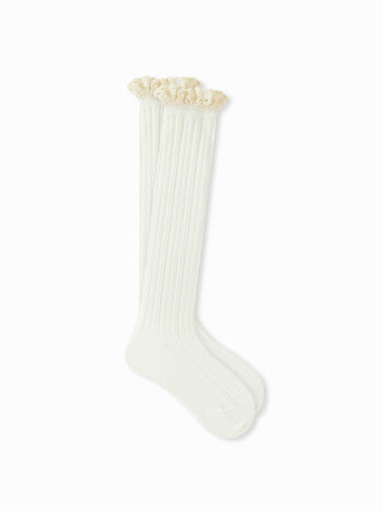 Cotton CRIMPED TRIM OVER THE CALF SOCKS For Daily Casual Picnic