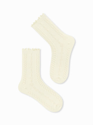 3 PAIRS CABLE KNITTED CREW SOCKS SET