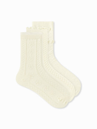 3 PAIRS CABLE KNITTED CREW SOCKS SET