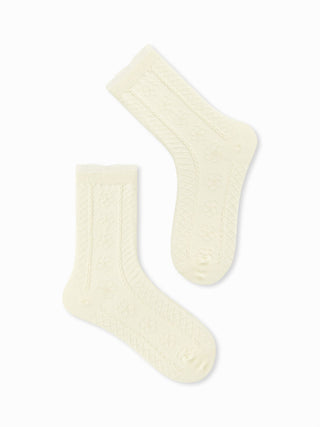 3 PAIRS CABLE KNITTED CREW SOCKS SET