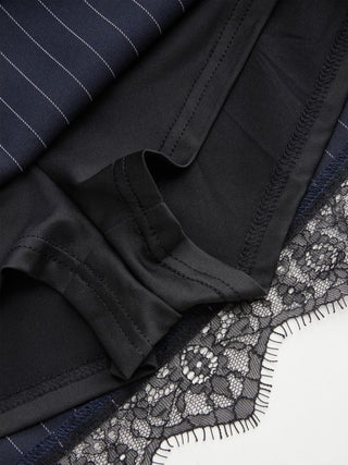 Woven Stripe Low Rise Lace Trim A-line Mini Skirt For Daily Casual Work