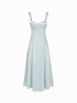 Satin Sculptural Sweetheart Neck High Rise Lace-up Mermaid Maxi Dress