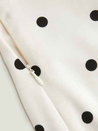 Polka Dot V-neck Lace Trim Backless A-line Maxi Dress