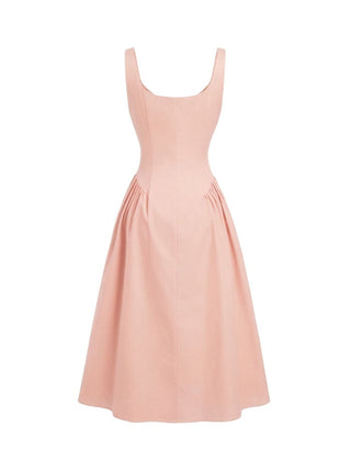 Cotton Scoop Neckline A-line Midi Dress