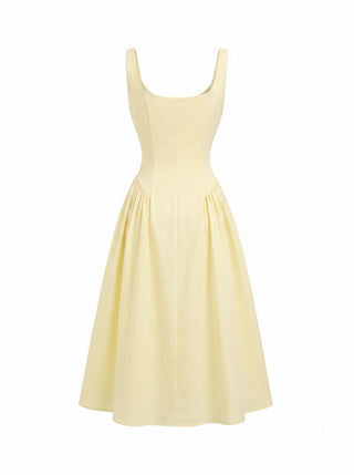Cotton Scoop Neckline A-line Midi Dress