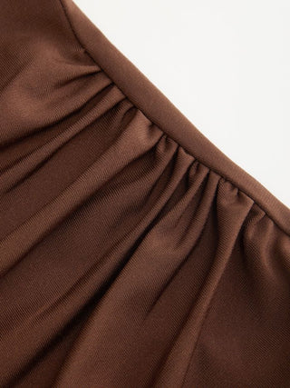 Boat Neck Short Sleeve Ruched A-line Mini Dress