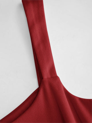 Scoop Neck Ruched A-line Midi Dress