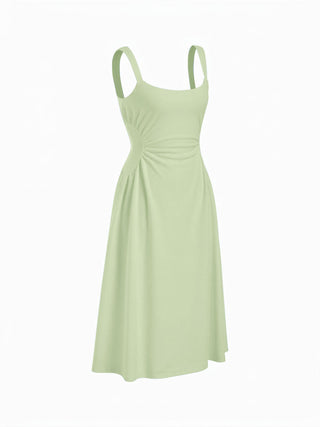 Scoop Neck Ruched A-line Midi Dress