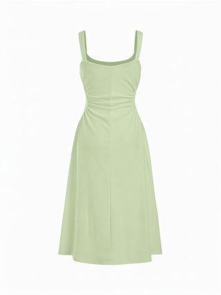 Scoop Neck Ruched A-line Midi Dress