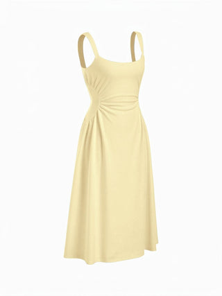 Scoop Neck Ruched A-line Midi Dress