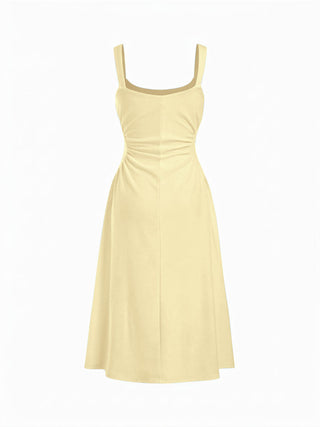 Scoop Neck Ruched A-line Midi Dress