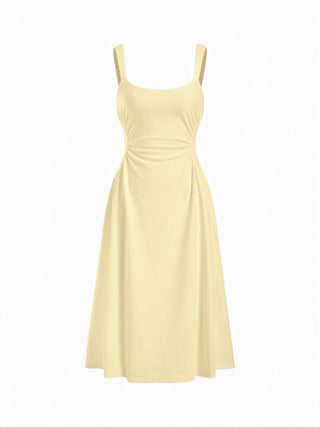 Scoop Neck Ruched A-line Midi Dress