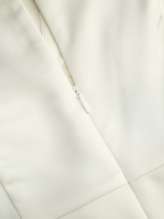 Satin V-neck Lace Panel Mid Rise Wide Leg Pocket Jumpsuit