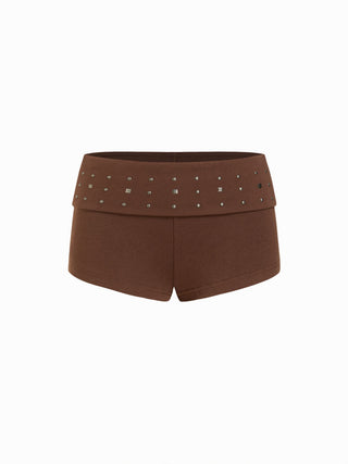 Cotton-blend Low Rise Metal Detail Micro Shorts
