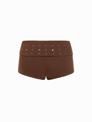Cotton-blend Low Rise Metal Detail Micro Shorts