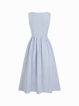Wedding Wedding Guest Dress wedding guest wedding special occasion dresses Woven Linen-blend Square Neck Ruffle Midi Dress For Vacation
