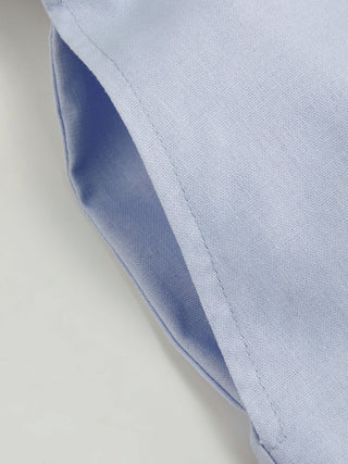 Linen-blend V-neck Button Through Tie Back A-line Mini Dress
