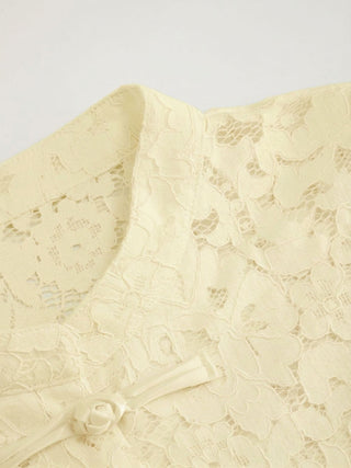 Lace Mandarin Collar Guipure Split Tank Top