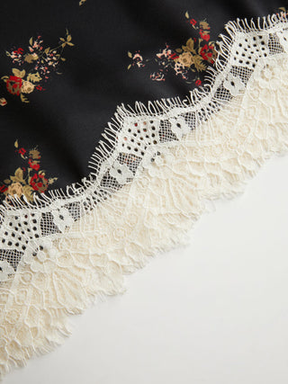 Woven Mid Rise Floral Lace Trim A-line Mini Skirt For Daily Casual Date