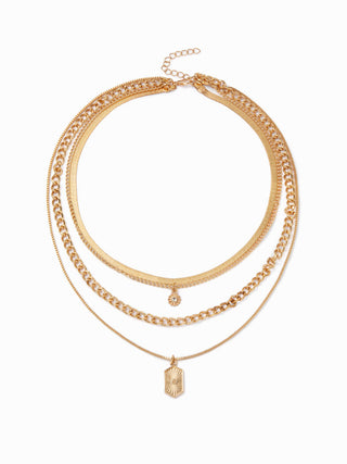 SUN & RHINESTONE LAYERED NECKLACE