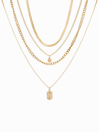 SUN & RHINESTONE LAYERED NECKLACE