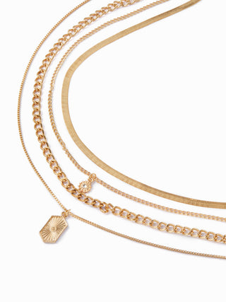 SUN & RHINESTONE LAYERED NECKLACE