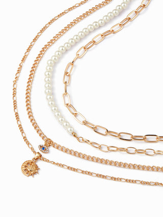 SUN & MOON & EYE PENDANT LAYERED NECKLACE For Music Festival/Live House Party/Clubbing