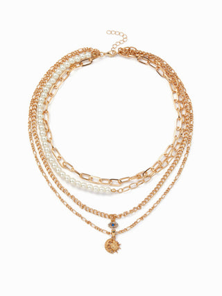 SUN & MOON & EYE PENDANT LAYERED NECKLACE For Music Festival/Live House Party/Clubbing