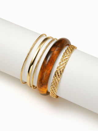 5PCS MARBLE PATTERN & TEXTURED BRACELET SET For Music Festival/Live House Party/Clubbing