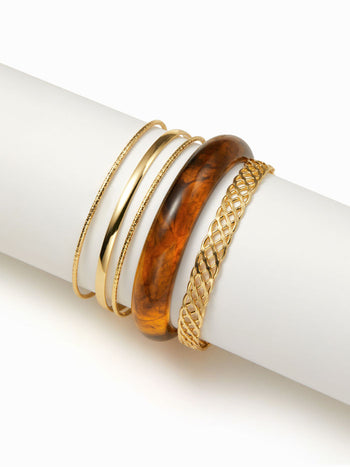 5PCS MARBLE PATTERN & TEXTURED BRACELET SET For Music Festival/Live House Party/Clubbing