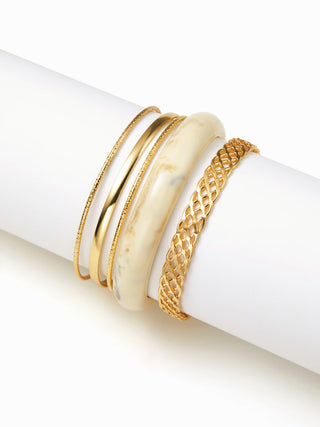 5PCS MARBLE PATTERN & TEXTURED BRACELET SET For Music Festival/Live House Party/Clubbing